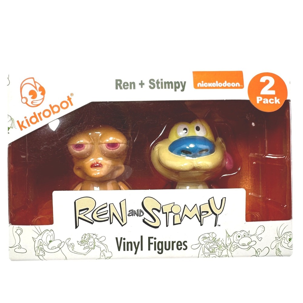 Kidrobot Nickelodeon Ren and‎ Stimpy 2-Pack Vinyl Figures Collectible Set New